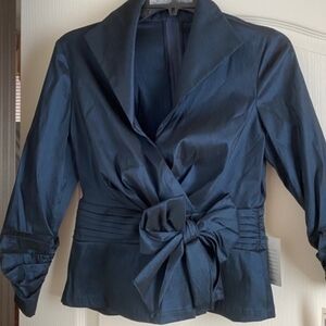 Tadashi Shoji 14 Women's Navy Zip Back Tafeta Top Mother Of The Bride